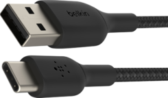 USB-A to USB-C Cable Braided 1M Black