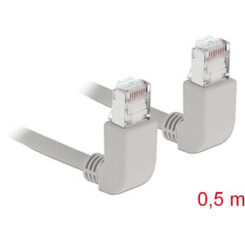 DELOCK Patchkabel gewinkelt RJ45 S/FTP Cat5e 0.50m grijs