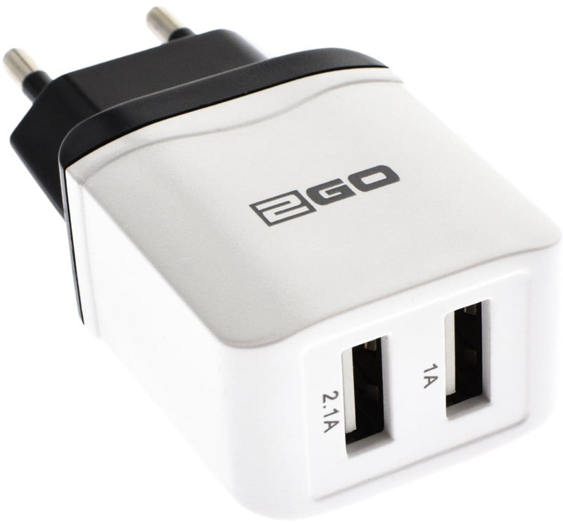 2GO Lader 10,5W 2-Port 2x USB-A, weiß