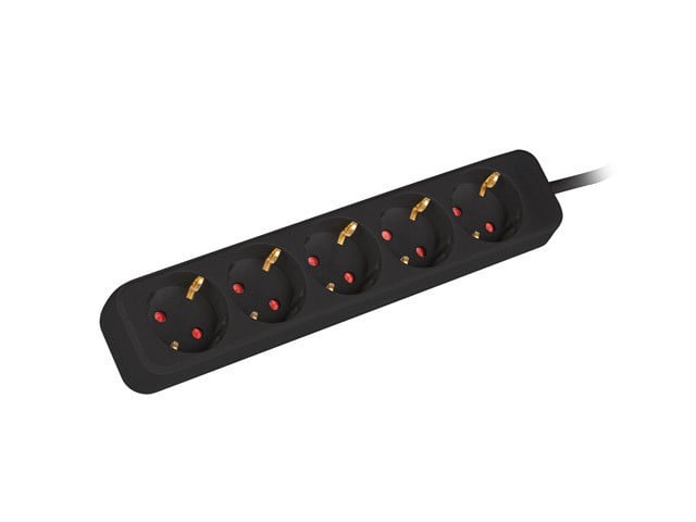 Lanberg stekker omlijsting 5x Schuko, koper, 1.5m zwart