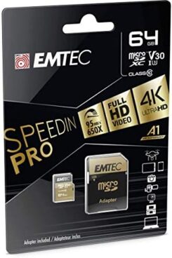 Emtec mSD 64GB UHS-I U3 V30 A1 SpeedIN Pro + Adapter
