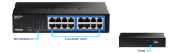 TRENDnet Switch 16 Port Gbit Desktop Switch /w metal