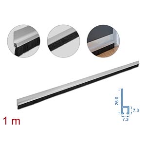 DELOCK Bürstenstreifen 20 mm met Alu-Profil gerade 1m