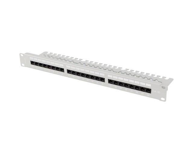 LANBERG 19 Patchpanel 1U 24-Port CAT.5E UTP + Kabelorg. gr