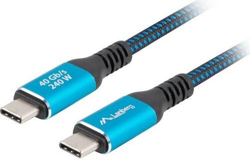 LANBERG USB-C M/M USB4 Kabel 0,5m 240W 8K 60Hz schwarz/blau