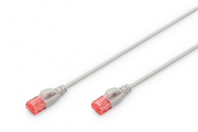 DIGITUS CAT 6 U/UTP Slim Patchkabel, 1m, grijs