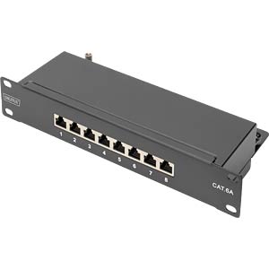 DIGITUS CAT 6A, Klasse E Patch Panel, afgeschermd, zwart