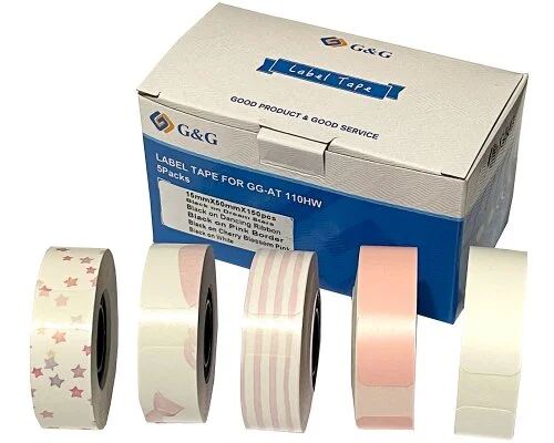 G&G Etikettenrolle 5er Set mit verschiedenen Muster 15x50mm