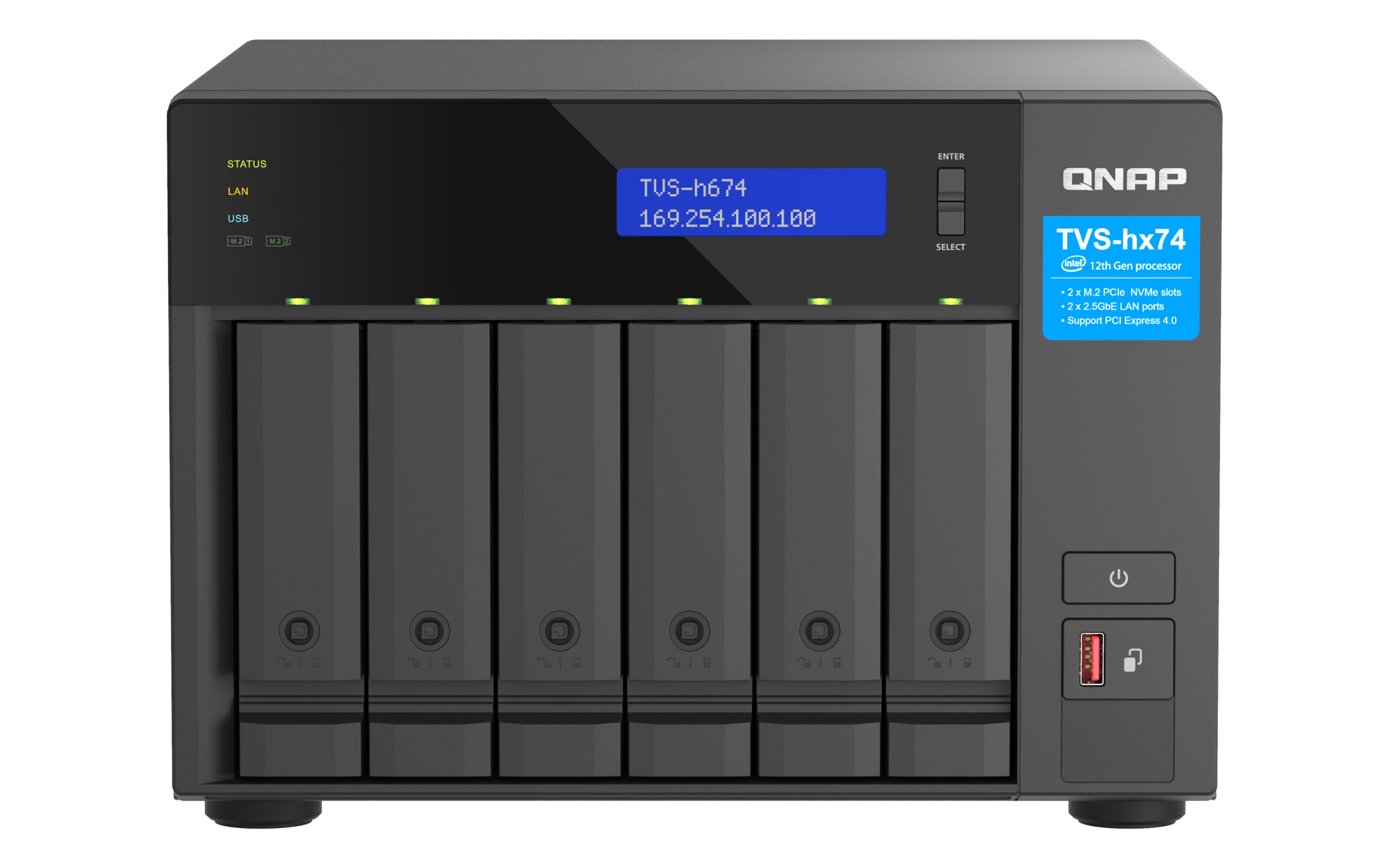 QNAP TVS-H674T-I5-32G data-opslag-server NAS Tower Intel® Core™ i5 i5-12400 32 GB DDR4 HDD QNAP QTS Zwart