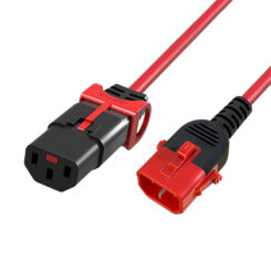 ACT Netsnoer C13 IEC Lock+ - C14 IEC Lock Dual Locking rood 2 m, PC3615