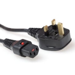 ACT Netsnoer UK male - C13 IEC Lock zwart 2 m, PC980