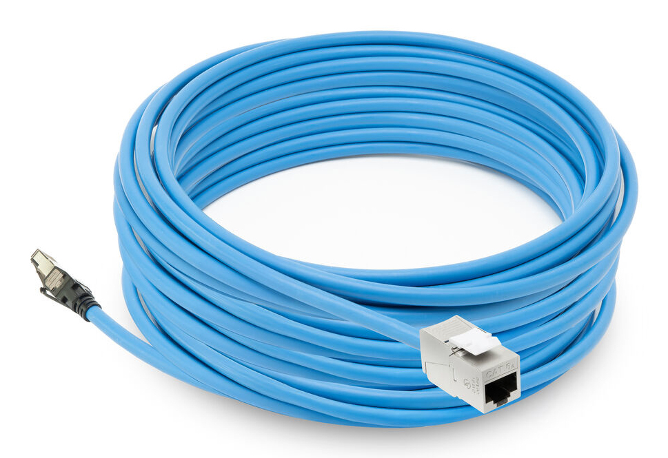 ACT Blauw 75 meter S/FTP CAT6A B2ca PoE++ 100W solid prefab installatiekabel, RJ45 male – female - Afbeelding 3