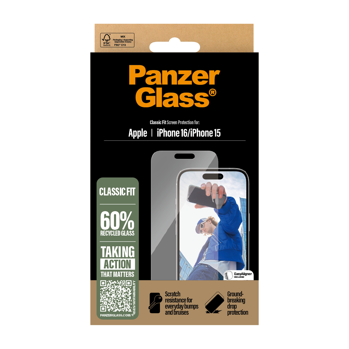 PanzerGlass ® Screen Protector iPhone 16 | 15 | Classic Fit Doorzichtige schermbeschermer Apple 1 stuk(s) - Afbeelding 4