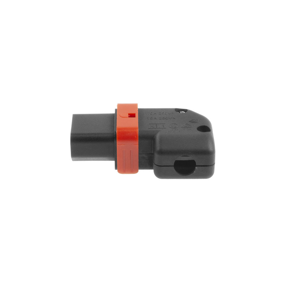 ACT C13 IEC Lock+ herbedraadbaar links of rechts haakse connector zwart, PA130100RBK - Afbeelding 3