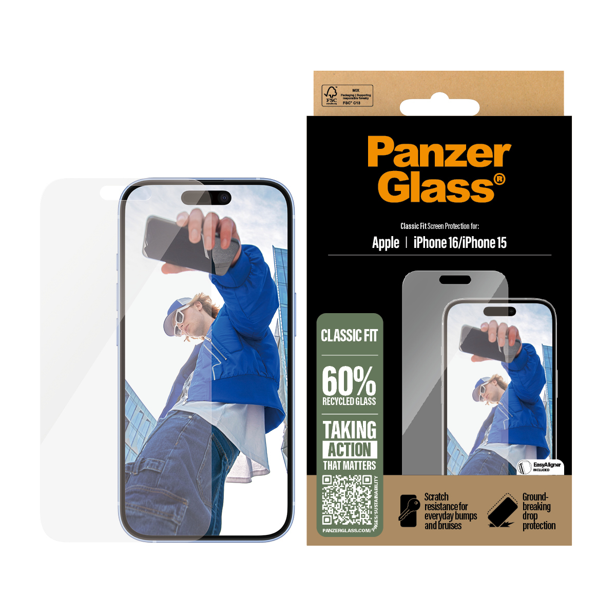 PanzerGlass ® Screen Protector iPhone 16 | 15 | Classic Fit Doorzichtige schermbeschermer Apple 1 stuk(s) - Afbeelding 3