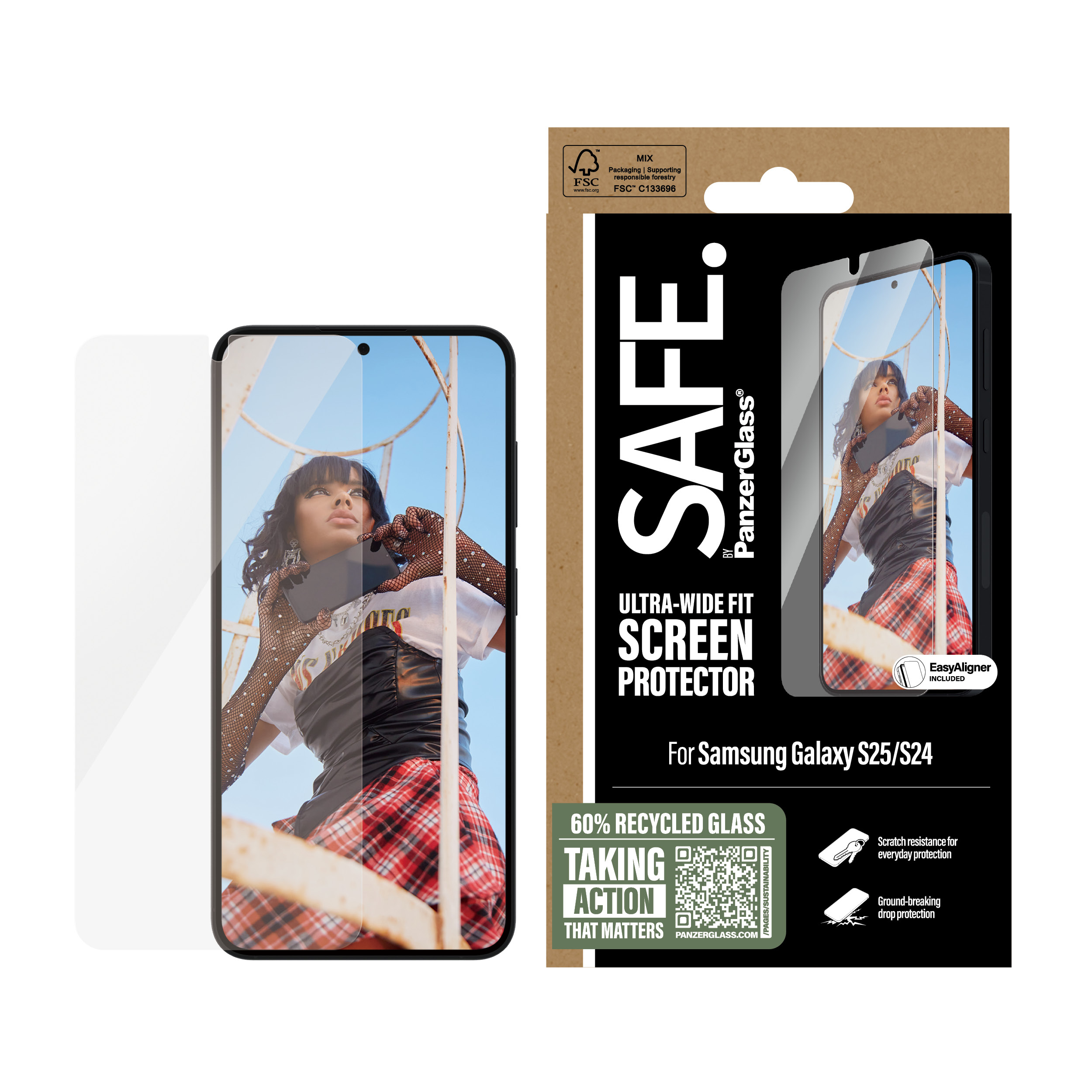 PanzerGlass SAFE. by ® Screen Protector Samsung Galaxy S25 | S24 | Ultra-Wide Fit w. EasyAligner Doorzichtige schermbeschermer 1 stuk(s) - Afbeelding 3