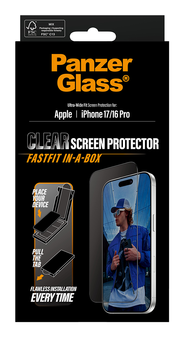 PanzerGlass ® Screen Protector iPhone 17 | iPhone 16 Pro | Ultra-Wide Fit w. FASTFIT IN-A-BOX Doorzichtige schermbeschermer Apple 1 stuk(s) - Afbeelding 4