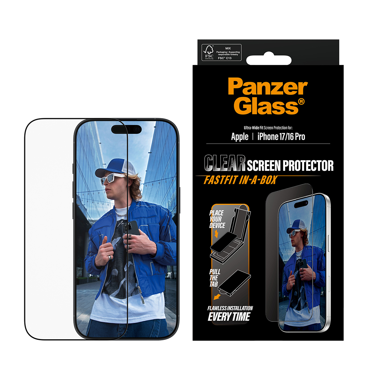 PanzerGlass ® Screen Protector iPhone 17 | iPhone 16 Pro | Ultra-Wide Fit w. FASTFIT IN-A-BOX Doorzichtige schermbeschermer Apple 1 stuk(s) - Afbeelding 3