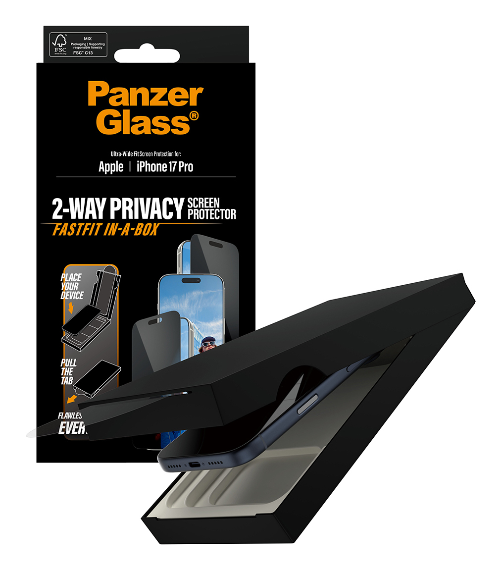 PanzerGlass ® 2-Way Privacy Screen Protector iPhone 17 Pro | Ultra-Wide Fit w. Fastfit in-a-box Doorzichtige schermbeschermer Apple 1 stuk(s) - Afbeelding 7
