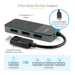 StarTech.com 3-Port DisplayPort 1.4 Splitter, DisplayPort naar 3x DP Multi-Monitor Adapter, Triple 4K Computer MST Hub, USB Bus-Powered - Enkel Windows - Afbeelding 10