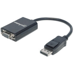 Manhattan DisplayPort naar VGA actieve adapterkabel, 15 cm, mannelijk naar vrouwelijk, met vergrendeling, analoog signaal, zwart, levenslange garantie, equivalent aan DP2VGA2 - Afbeelding 2