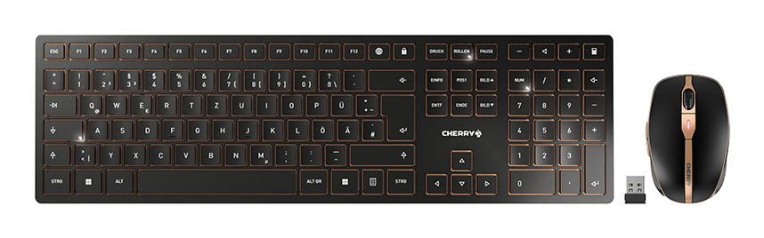 CHERRY DW 9100 SLIM toetsenbord Inclusief muis Universeel RF-draadloos + Bluetooth QWERTZ Duits Zwart