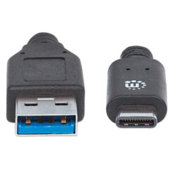 Manhattan USB-C naar USB-A kabel, 1 m, mannelijk naar mannelijk, 10 Gbps (USB 3.2 Gen 2 / USB 3.1), 3A, zwart, levenslange garantie, equivalent aan USB31AC1M - Afbeelding 4