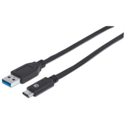 Manhattan USB-C naar USB-A kabel, 1 m, mannelijk naar mannelijk, 10 Gbps (USB 3.2 Gen 2 / USB 3.1), 3A, zwart, levenslange garantie, equivalent aan USB31AC1M - Afbeelding 2