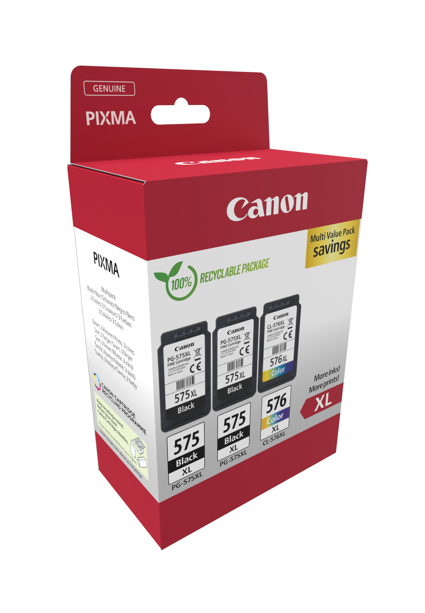 Canon 5437C004 inktcartridge 3 stuk(s) Origineel Hoog (XL) rendement Zwart, Cyaan, Magenta, Geel - Afbeelding 2