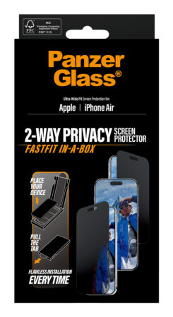 PanzerGlass ® 2-Way Privacy Screen Protector iPhone Air | Ultra-Wide Fit w. Fastfit in-a-box Doorzichtige schermbeschermer Apple 1 stuk(s) - Afbeelding 4