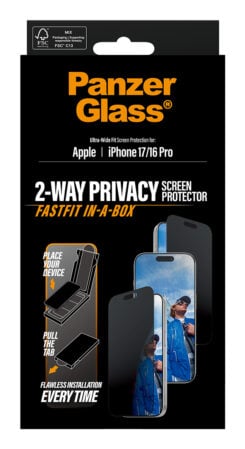 PanzerGlass ® 2-Way Privacy Screen Protector iPhone 17 | iPhone 16 Pro | Ultra-Wide Fit w. Fastfit in-a-box Doorzichtige schermbeschermer Apple 1 stuk(s) - Afbeelding 4