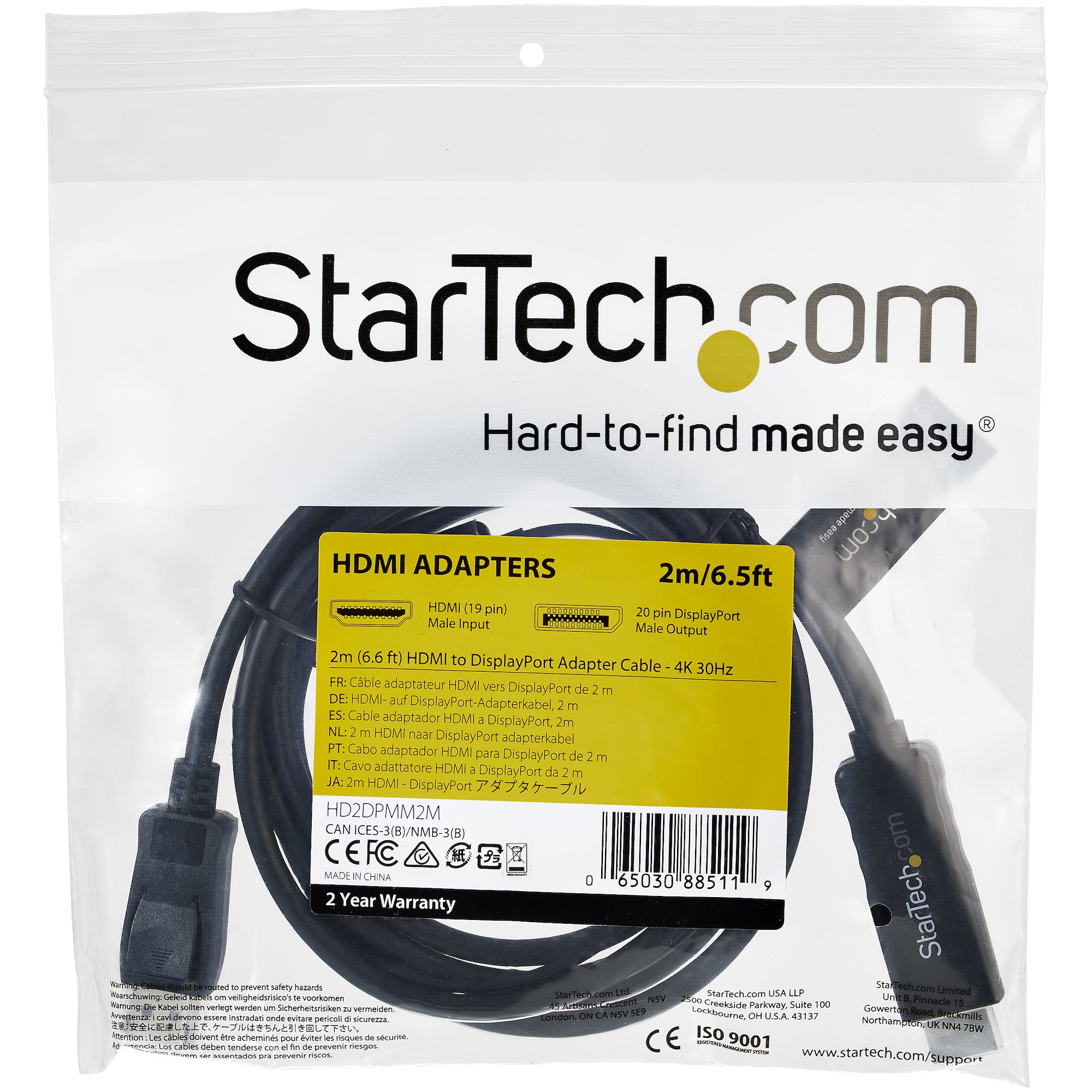 StarTech.com HDMI naar DisplayPort kabel 4K 30Hz 2 m - Afbeelding 8