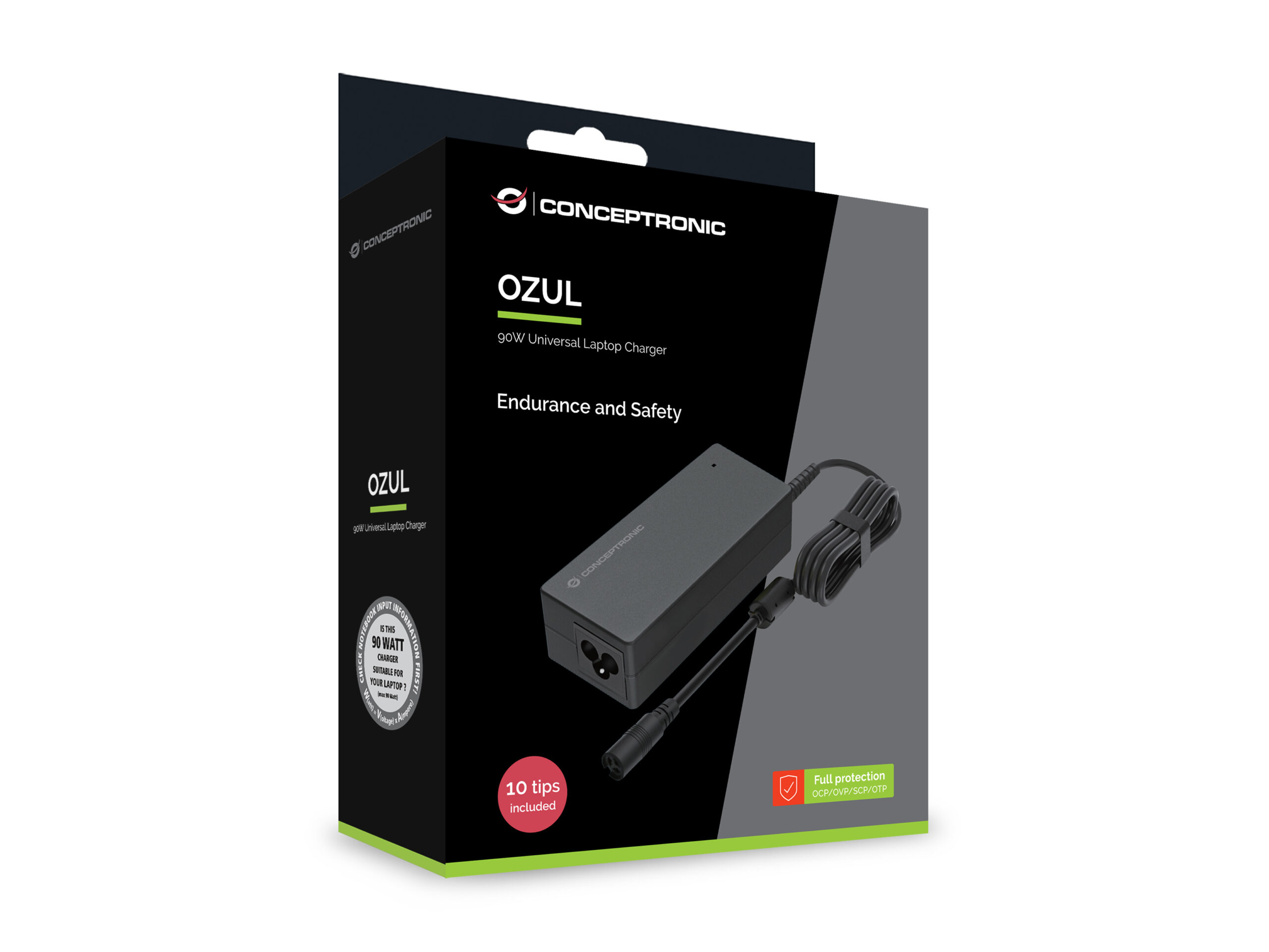 Conceptronic OZUL08B10 netvoeding & inverter Binnen 90 W Zwart - Afbeelding 6