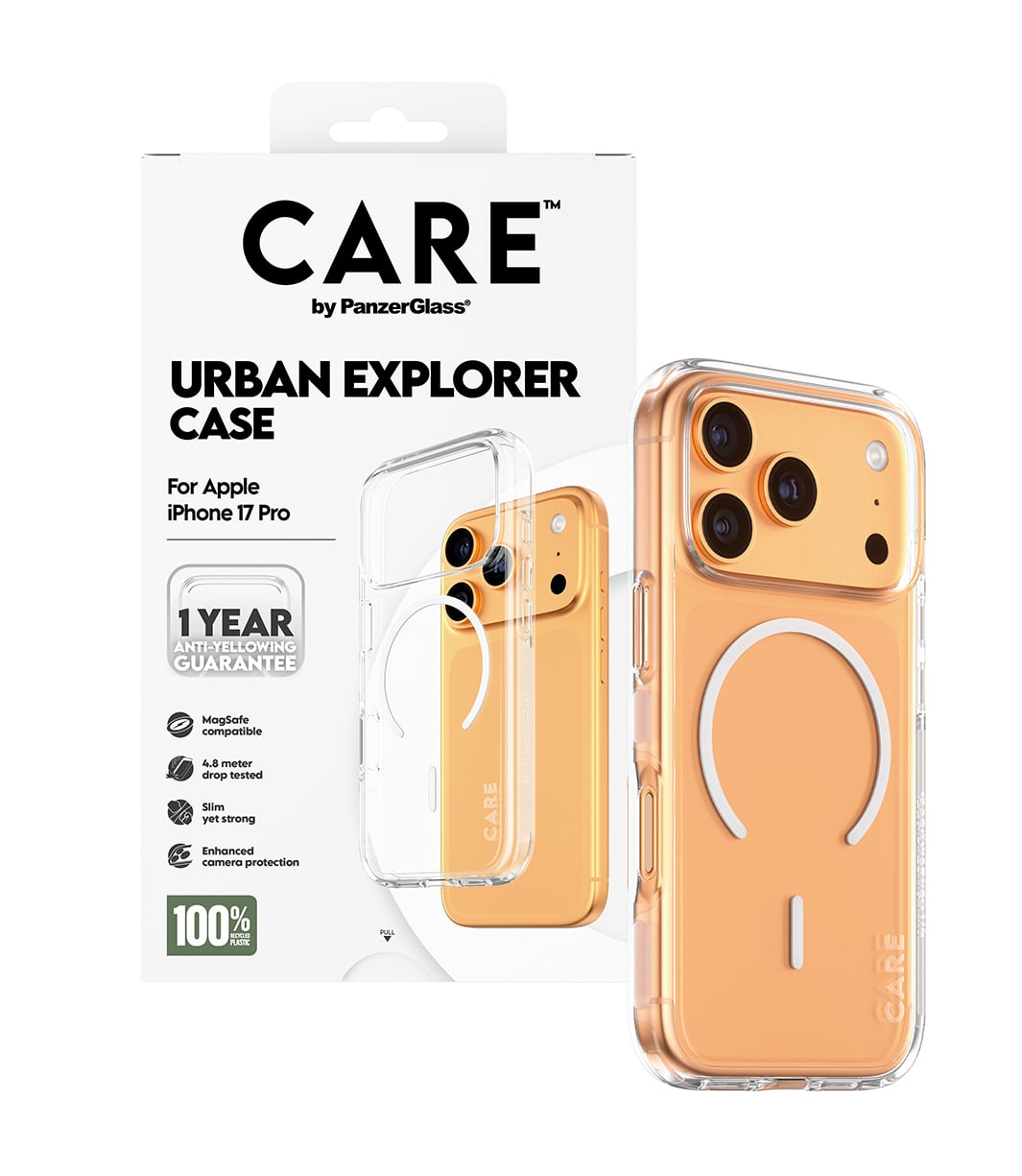 PanzerGlass CARE™ by ® Urban Explorer Case Transparent w. White MagSafe iPhone 17 Pro mobiele telefoon behuizingen Hoes Transparant - Afbeelding 6