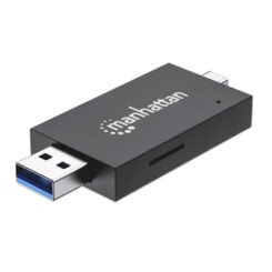 Manhattan 102735 geheugenkaartlezer USB 3.2 Gen 1 (3.1 Gen 1) Type-A/Type-C Zwart, Transparant