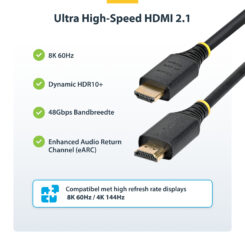StarTech.com 50cm Gecertificeerde Ultra High Speed HDMI Kabel, 8K 60Hz/4K 120Hz, HDMI 2.1 Kabel met HDR10+ / eARC, 48Gbps, 8K HDMI Kabel voor Monitor/TV/Scherm - Afbeelding 9