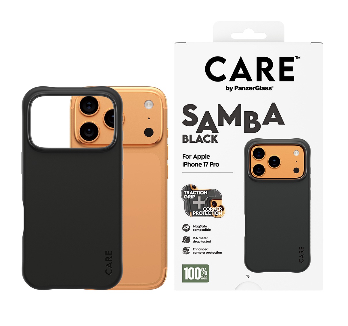 PanzerGlass CARE by ® Fashionable Case Samba Black w. MagSafe iPhone 17 Pro mobiele telefoon behuizingen Hoes Zwart - Afbeelding 3
