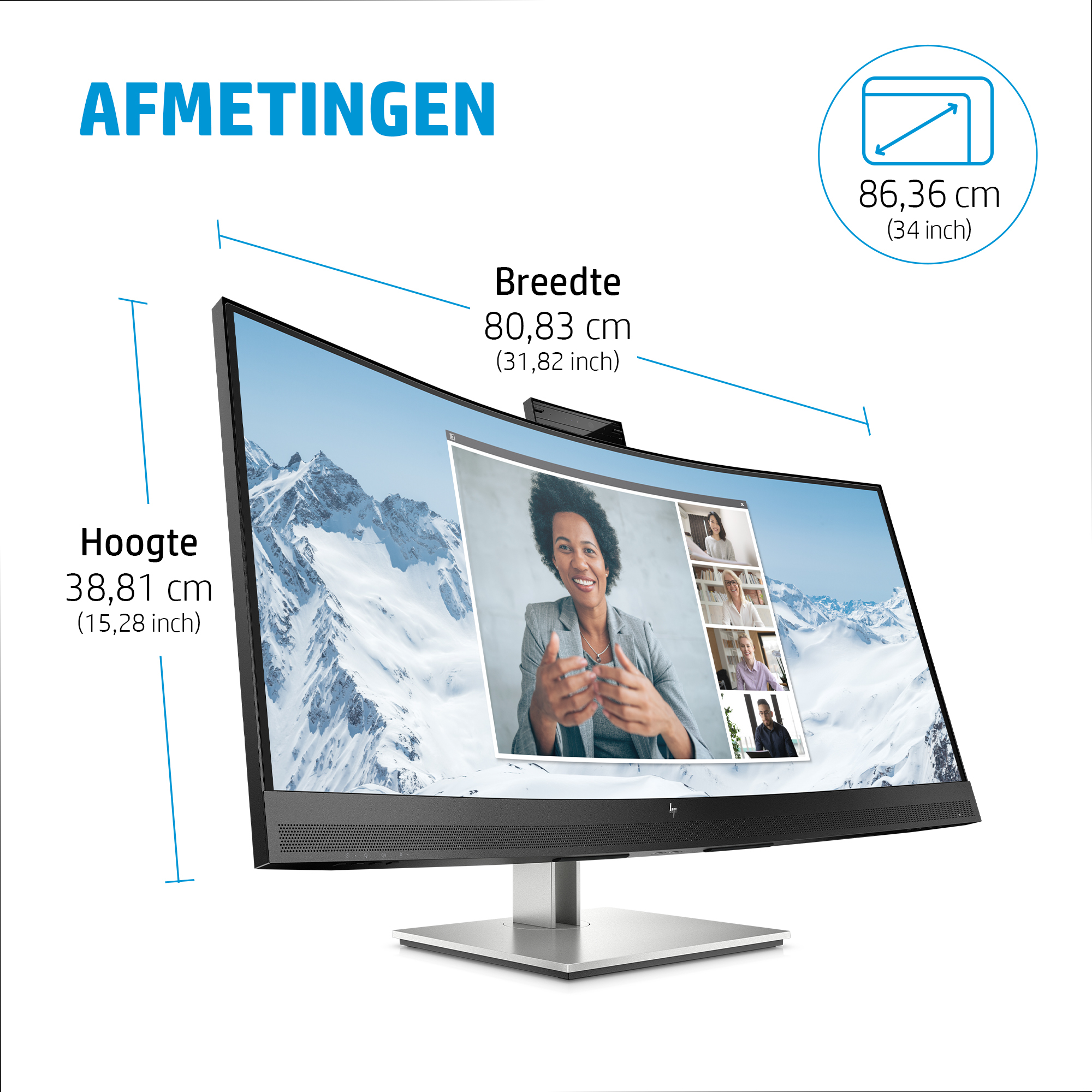 HP E34m G4 WQHD Curved USB-C conferentiemonitor - Afbeelding 12