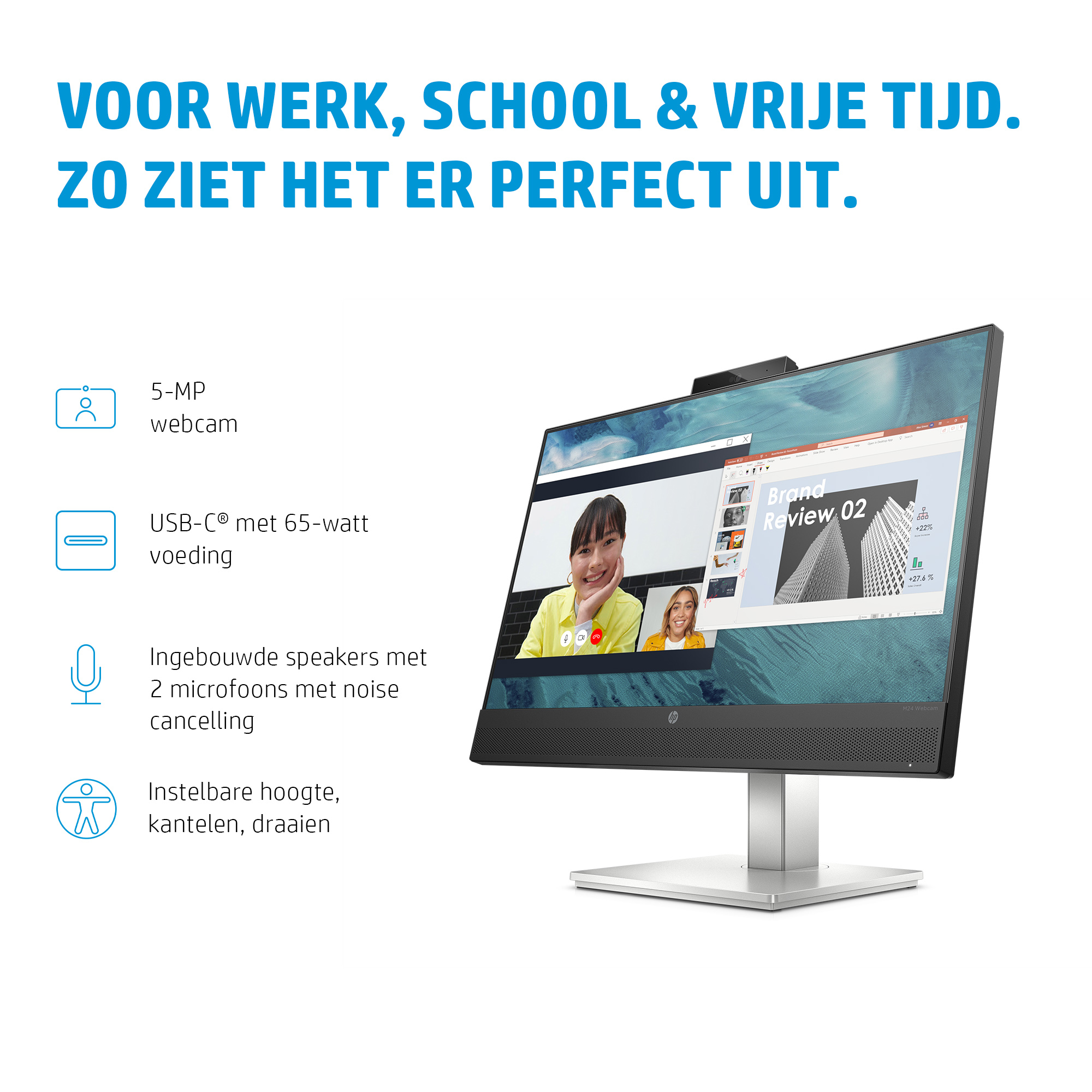 HP E24m G4 FHD USB-C conferentiemonitor - Afbeelding 9