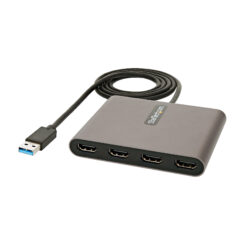 StarTech.com USB 3.0 naar 4x HDMI Adapter, Externe Video & Grafische Kaart, USB Type-A naar Quad HDMI Display Adapter Dongle, 1080p 60Hz, Multi Monitor USB A naar HDMI Converter, Enkel Windows