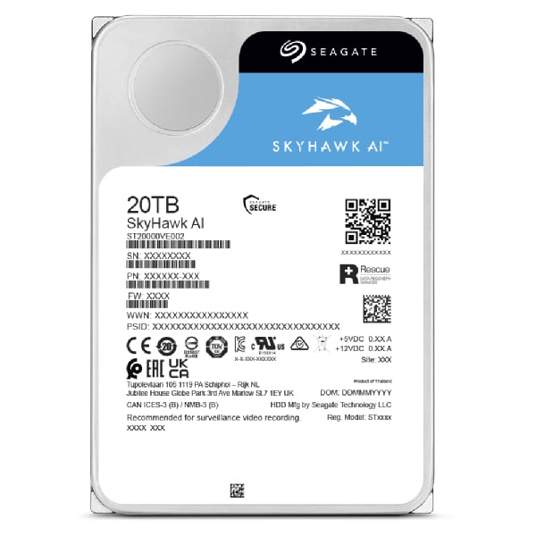 Seagate SkyHawk AI interne harde schijf 20 TB 7200 RPM 512 MB 3.5" SATA III - Afbeelding 3