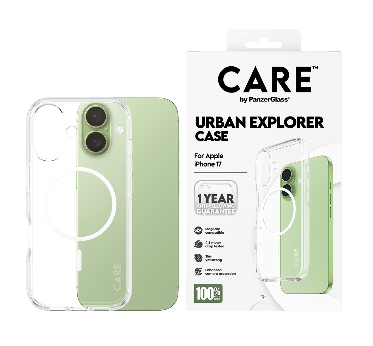 PanzerGlass CARE by ® Flagship Case Transparent Urban Explorer w. White MagSafe iPhone 17 mobiele telefoon behuizingen Hoes Transparant - Afbeelding 3