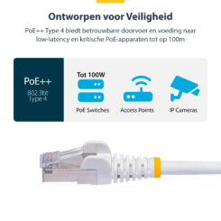 StarTech.com 15m CAT8 Netwerkkabel, Wit, Snagless RJ45, 25G/40G, 2000MHz, 100W PoE++, S/FTP, 26AWG 100% Pure Koperdraad, LSZH, Shielded Ethernet Kabel met Trekontlasting, Fluke Channel Getest - Afbeelding 9