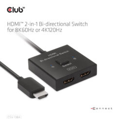 CLUB3D HDMI 2-in-1 Bi-directional Switch for 8K60Hz or 4K120Hz - Afbeelding 14