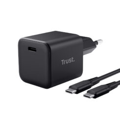 Trust Maxo 65W Universele Mini Laptoplader - USB-C oplader – 65W vermogen – 2 m kabel – Zwart