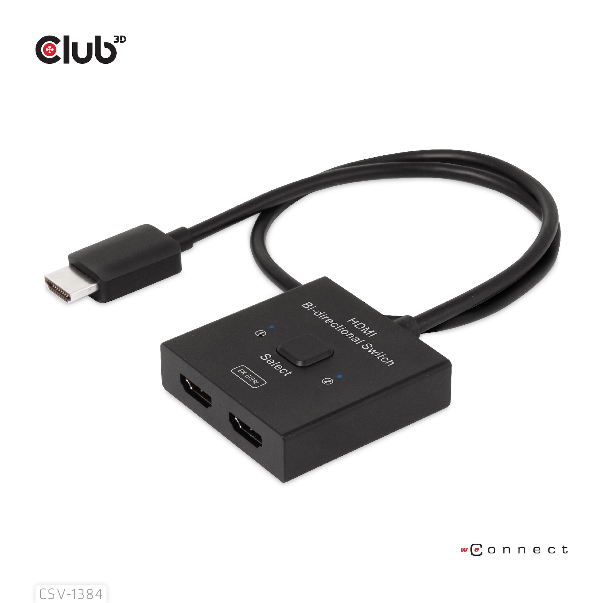 CLUB3D HDMI 2-in-1 Bi-directional Switch for 8K60Hz or 4K120Hz - Afbeelding 3