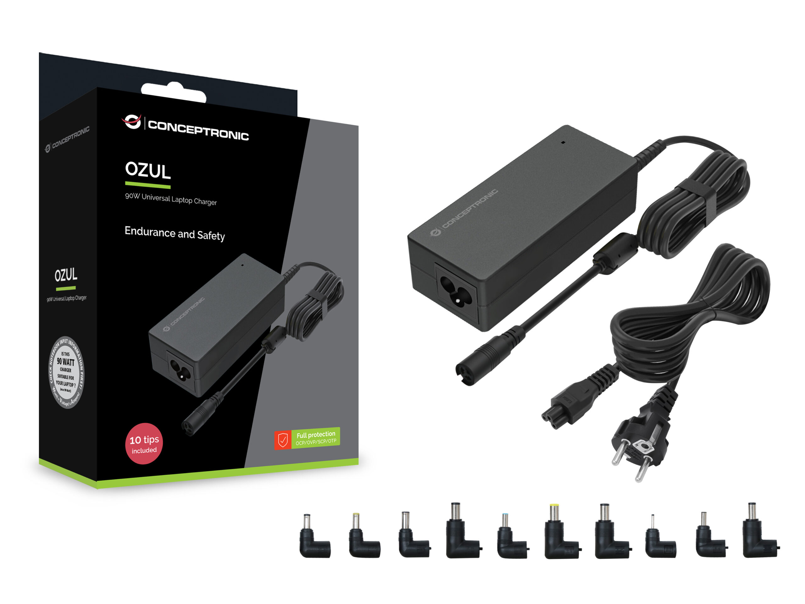 Conceptronic OZUL08B10 netvoeding & inverter Binnen 90 W Zwart - Afbeelding 5