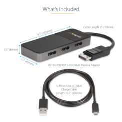 StarTech.com 3-Port DisplayPort 1.4 Splitter, DisplayPort naar 3x DP Multi-Monitor Adapter, Triple 4K Computer MST Hub, USB Bus-Powered - Enkel Windows - Afbeelding 12
