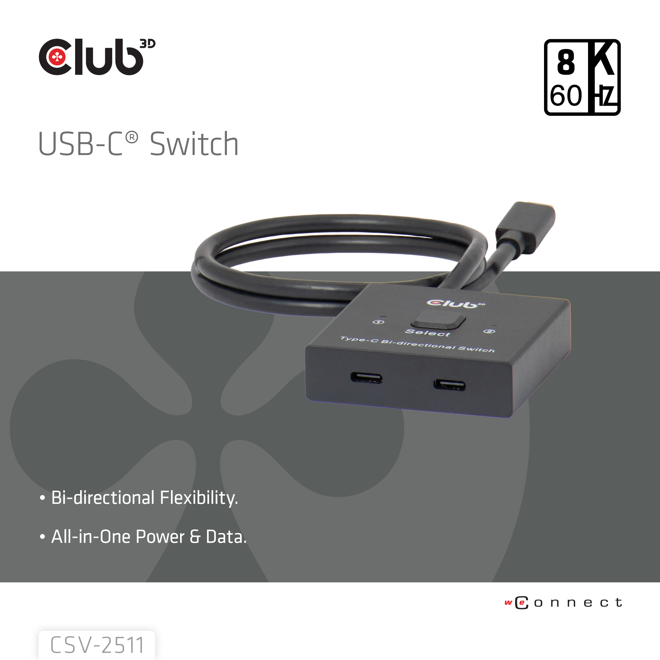 CLUB3D USB-C® Bi-Directional Video + Data + PD Switch - Afbeelding 5