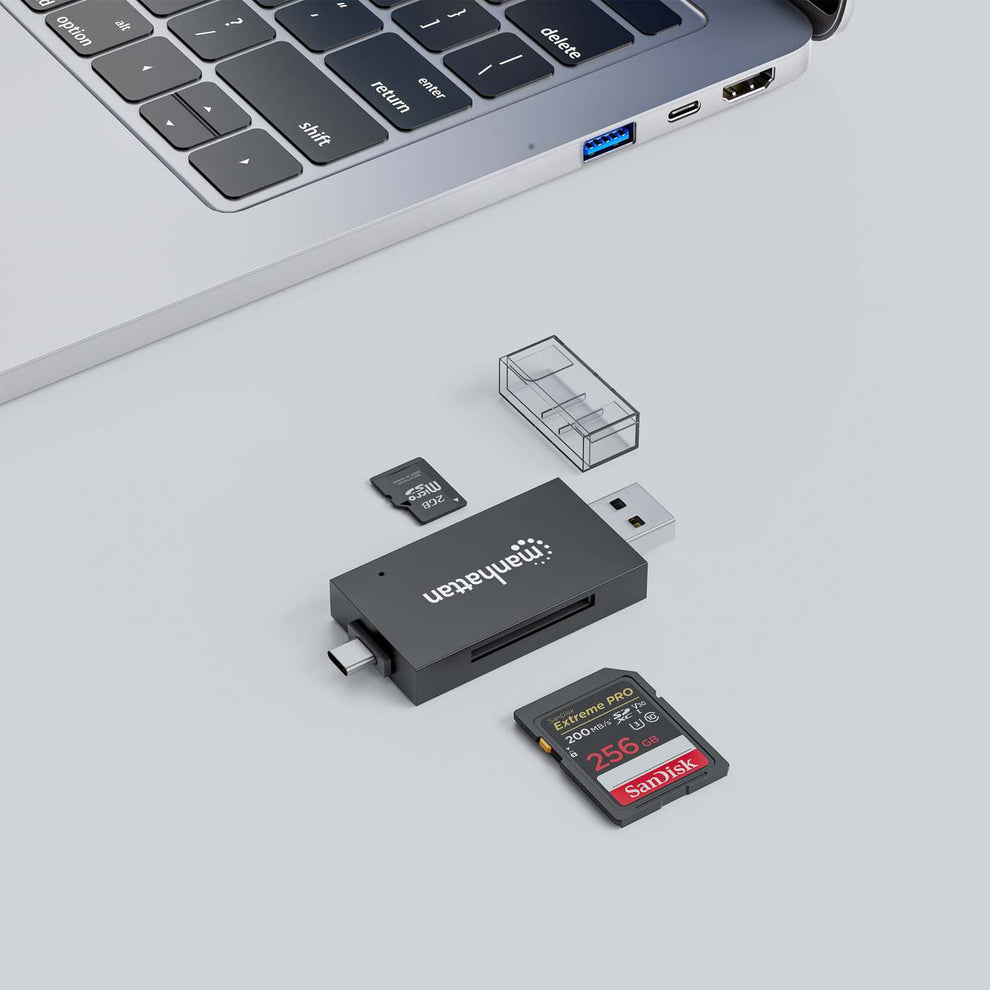 Manhattan 102735 geheugenkaartlezer USB 3.2 Gen 1 (3.1 Gen 1) Type-A/Type-C Zwart, Transparant - Afbeelding 5
